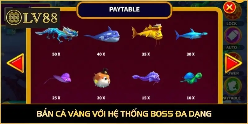 Bắn cá vàng với hệ thống boss đa dạng