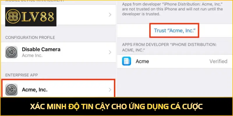 Xác minh độ tin cậy cho ứng dụng cá cược